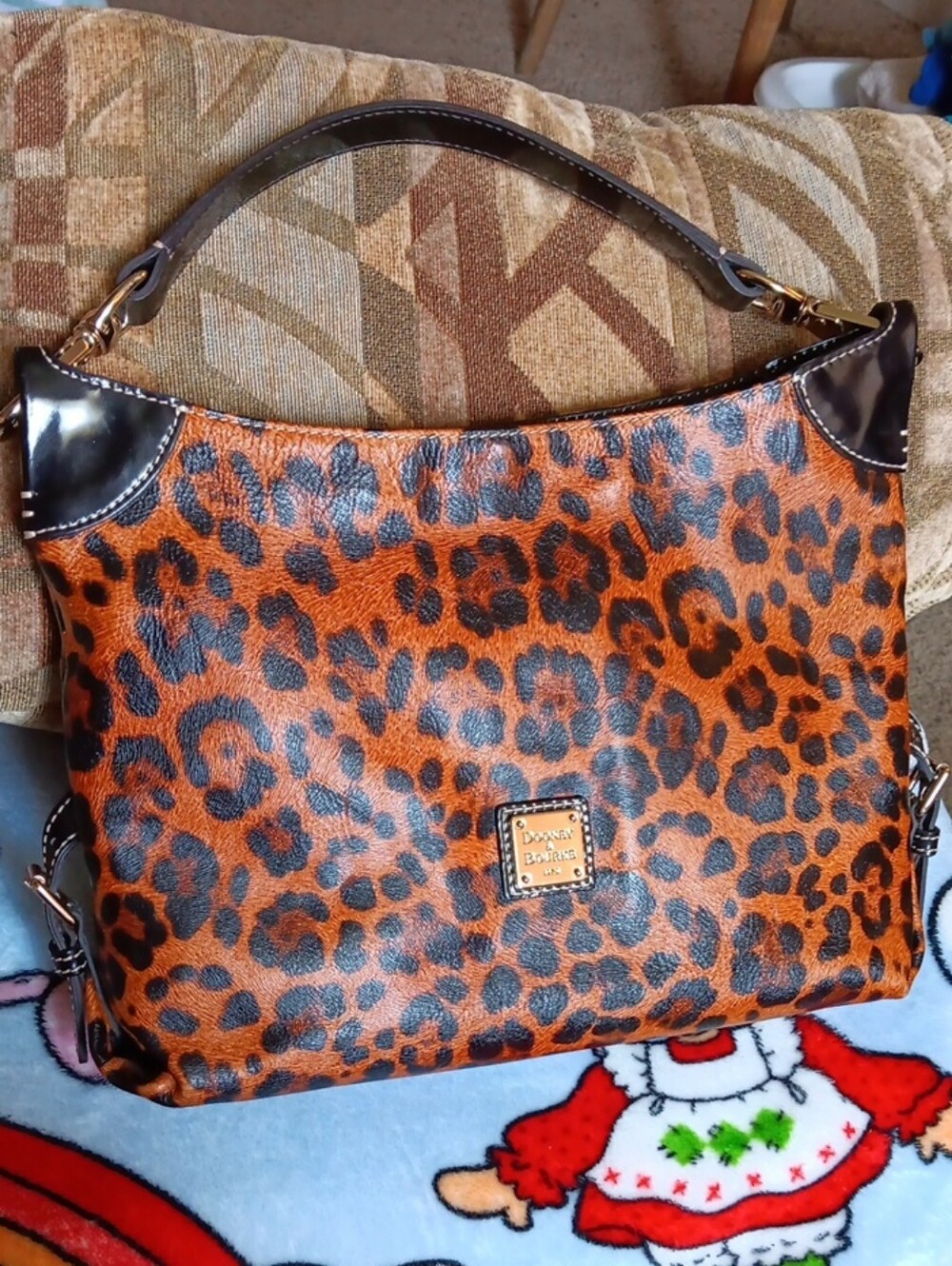 Dooney & Bourke Leopard-Print Shoulder Bag with Black Trim